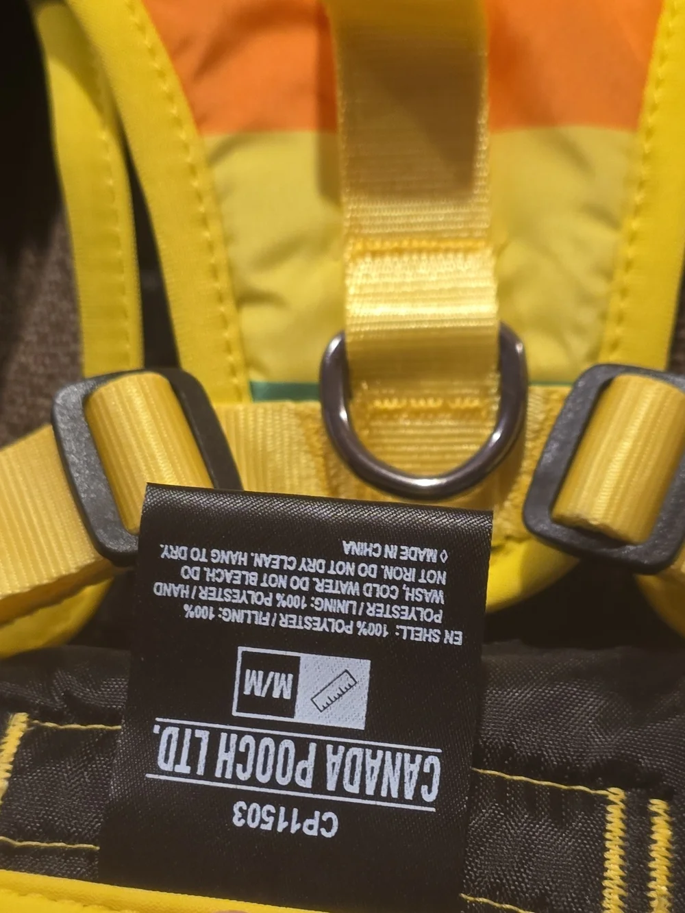 Canada Pooch Rainbow Dog Harness in Yellow Trim - Medium
